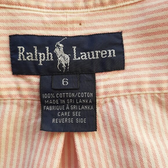 Ralph Lauren Men's Blue Label Pink White Stripe Button Up Shirt Size 6 - Picture 5 of 5
